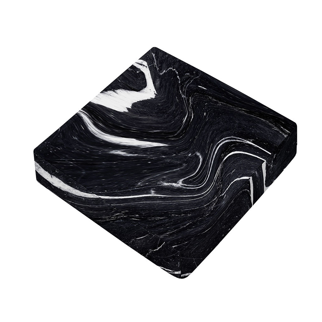 Black White Liquid Marble Print Outdoor Seat Cushion Cover