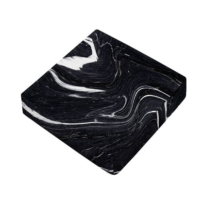 Black White Liquid Marble Print Outdoor Seat Cushion Cover
