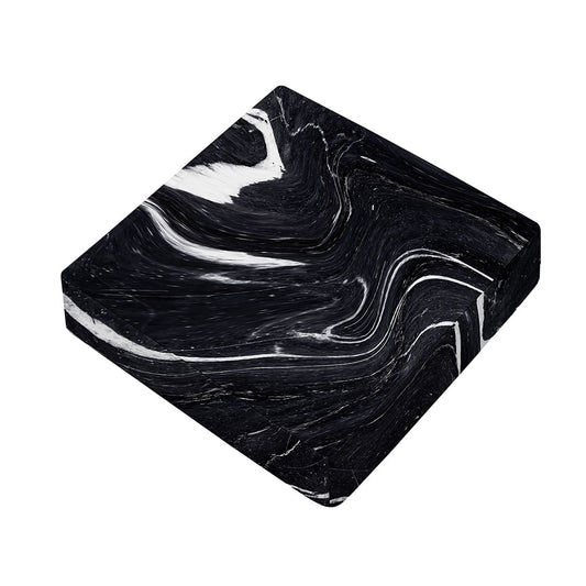 Black White Liquid Marble Print Outdoor Seat Cushion Cover