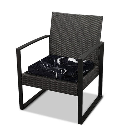 Black White Liquid Marble Print Outdoor Seat Cushion Cover