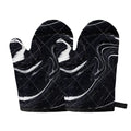 Black White Liquid Marble Print Oven Mitts