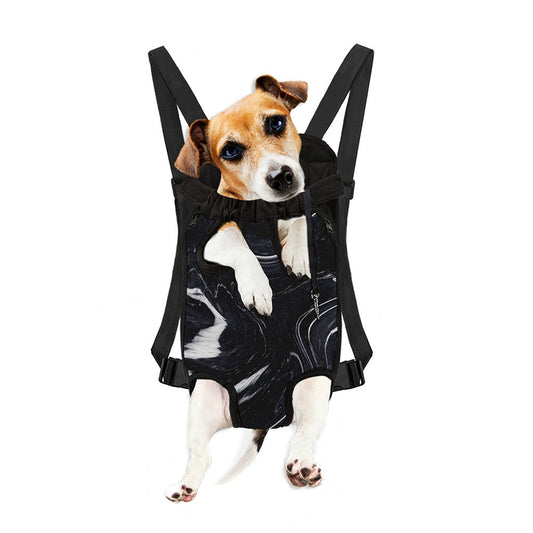 Black White Liquid Marble Print Pet Carrier Backpack