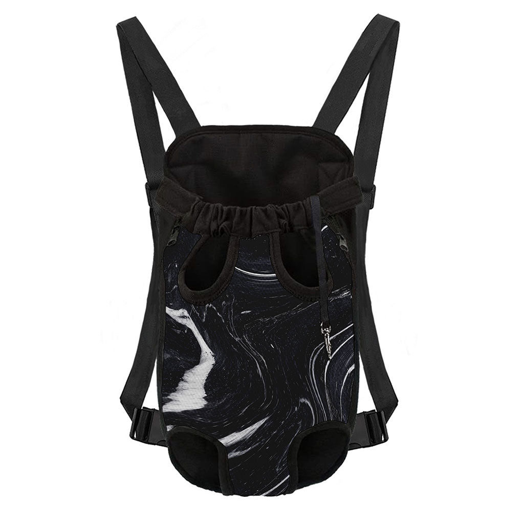 Black White Liquid Marble Print Pet Carrier Backpack