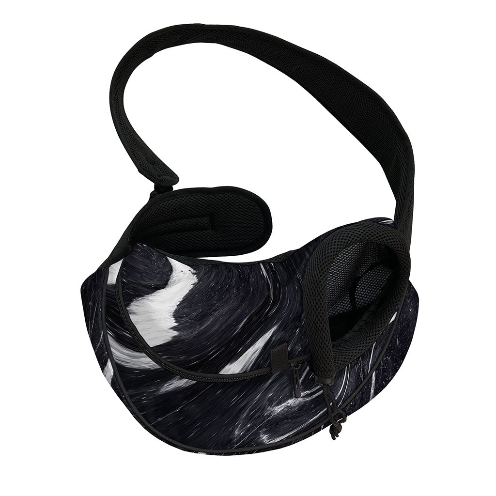 Black White Liquid Marble Print Pet Sling Carrier