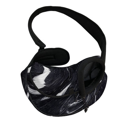 Black White Liquid Marble Print Pet Sling Carrier