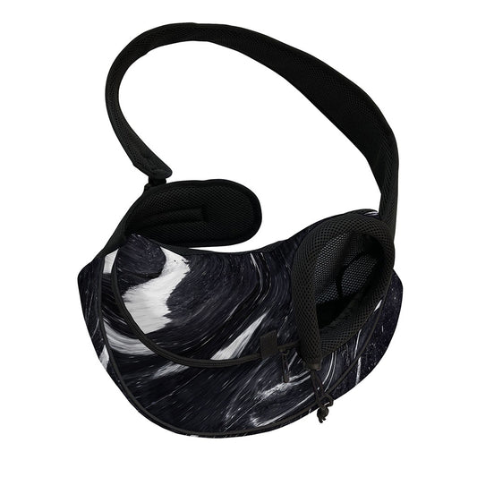 Black White Liquid Marble Print Pet Sling Carrier