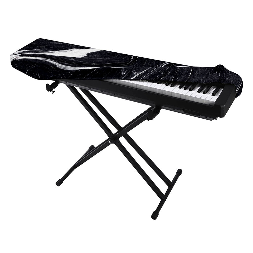 Black White Liquid Marble Print Piano Keyboard Cover