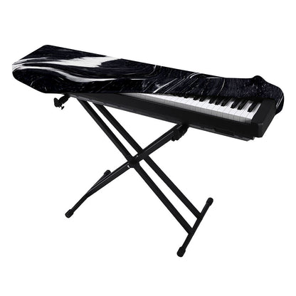 Black White Liquid Marble Print Piano Keyboard Cover