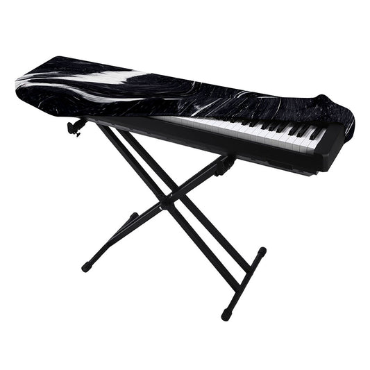 Black White Liquid Marble Print Piano Keyboard Cover