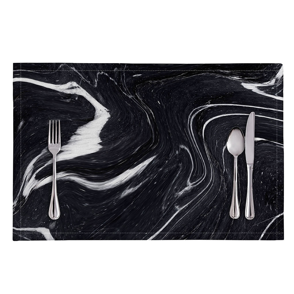 Black White Liquid Marble Print Placemat