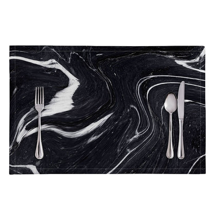 Black White Liquid Marble Print Placemat