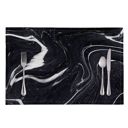 Black White Liquid Marble Print Placemat