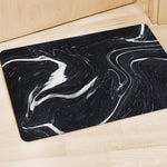 Black White Liquid Marble Print Polyester Doormat