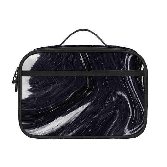 Black White Liquid Marble Print Portable Lunch Bag
