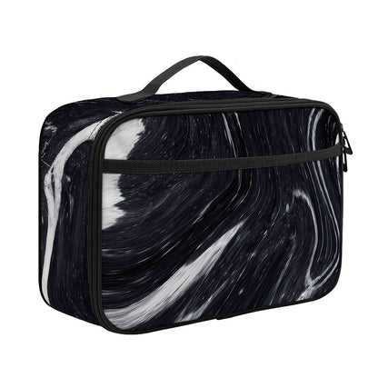 Black White Liquid Marble Print Portable Lunch Bag