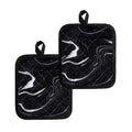 Black White Liquid Marble Print Pot Holders