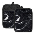 Black White Liquid Marble Print Pot Holders With Pocket