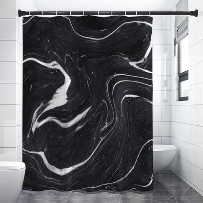 Black White Liquid Marble Print Premium Shower Curtain