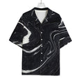 Black White Liquid Marble Print Rayon Hawaiian Shirt