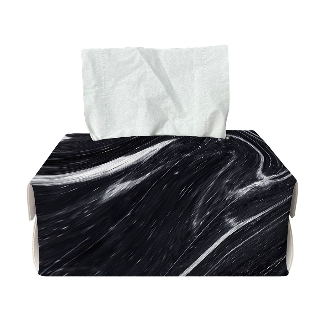 Black White Liquid Marble Print Rectangle Tissue Box Cover