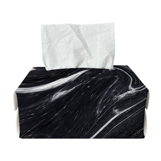 Black White Liquid Marble Print Rectangle Tissue Box Cover
