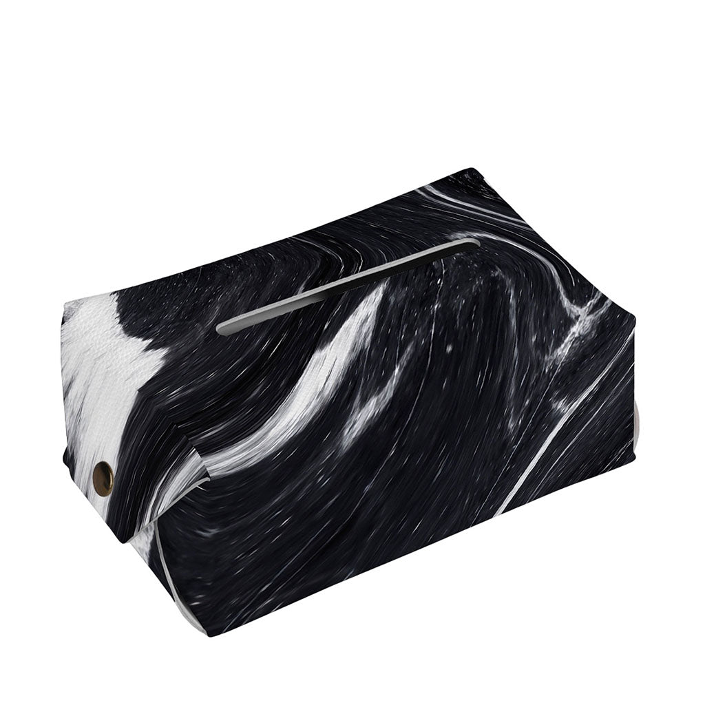 Black White Liquid Marble Print Rectangle Tissue Box Cover