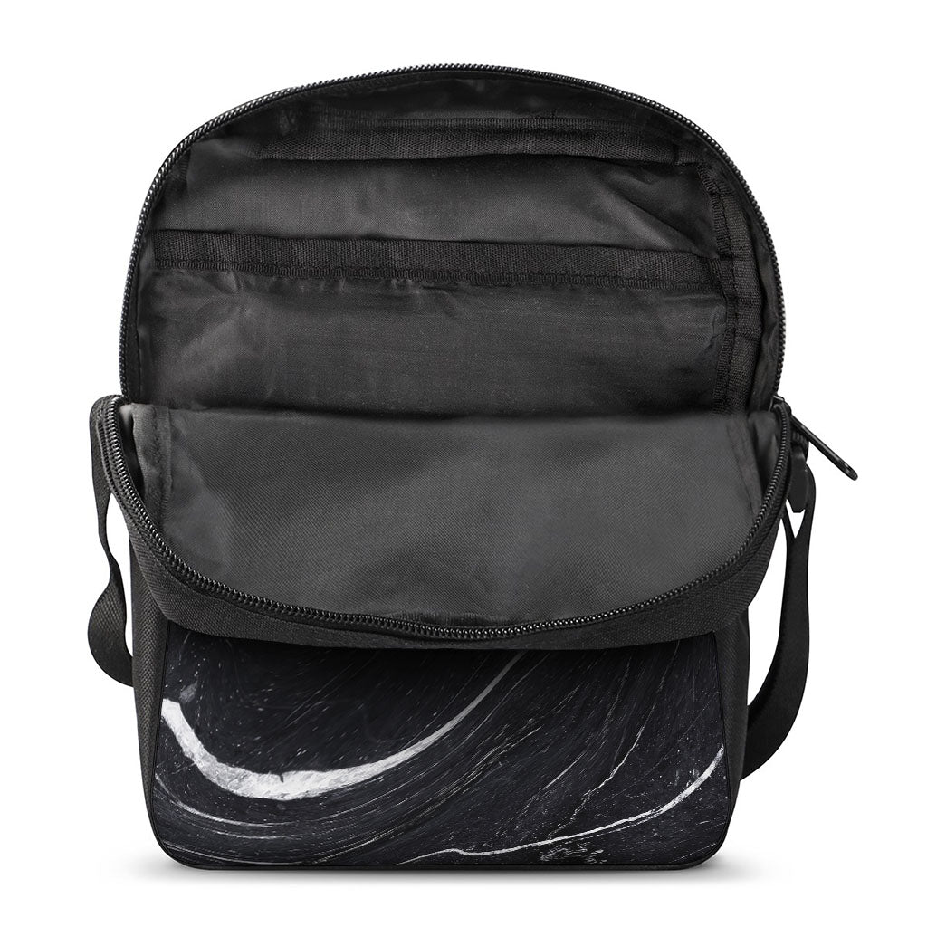 Black White Liquid Marble Print Rectangular Crossbody Bag