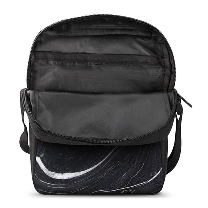 Black White Liquid Marble Print Rectangular Crossbody Bag