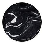 Black White Liquid Marble Print Round Floor Mat