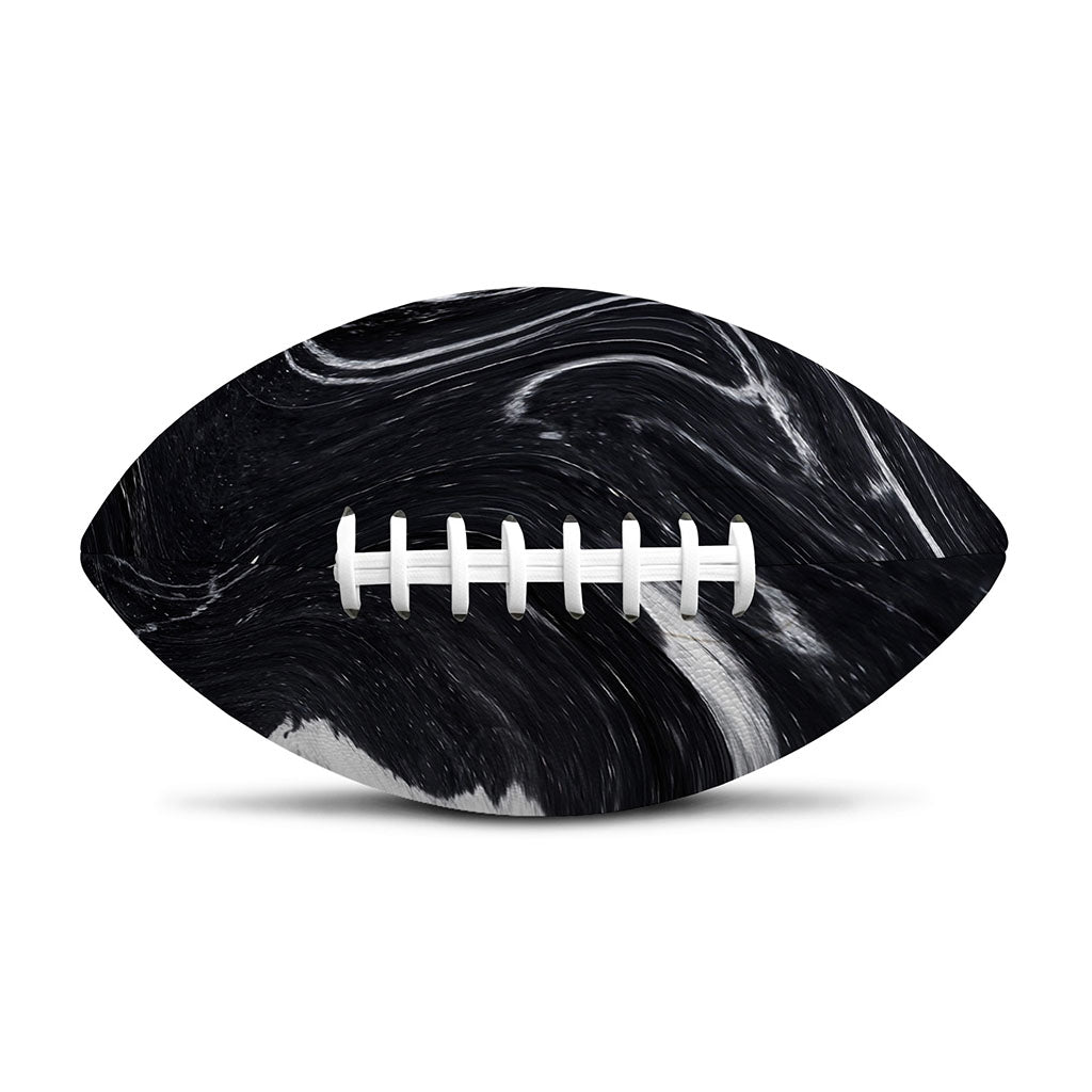 Black White Liquid Marble Print Rugby Ball