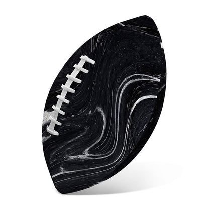 Black White Liquid Marble Print Rugby Ball