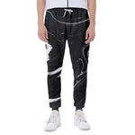Black White Liquid Marble Print Scuba Joggers
