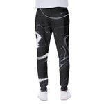 Black White Liquid Marble Print Scuba Joggers