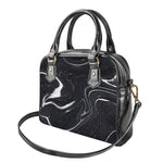 Black White Liquid Marble Print Shoulder Handbag