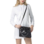 Black White Liquid Marble Print Shoulder Handbag