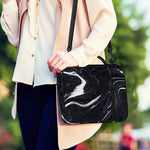 Black White Liquid Marble Print Shoulder Strap Bible Bag