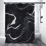 Black White Liquid Marble Print Shower Curtain