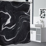 Black White Liquid Marble Print Shower Curtain