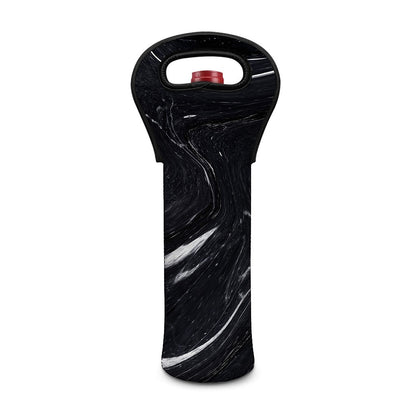 Black White Liquid Marble Print Single Neoprene Wine Tote