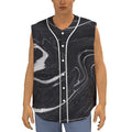 Black White Liquid Marble Print Sleeveless Baseball Jersey