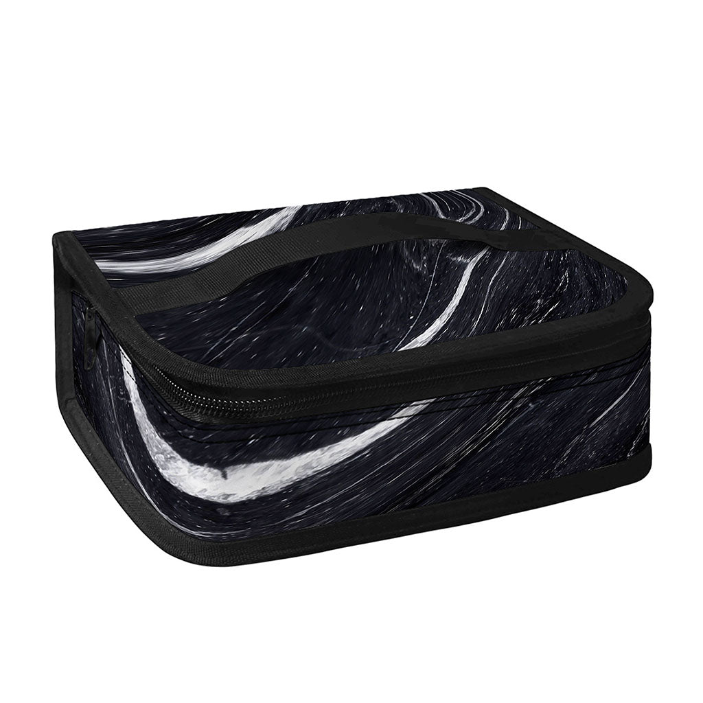 Black White Liquid Marble Print Small Lunch Bag