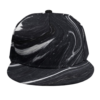 Black White Liquid Marble Print Snapback Cap