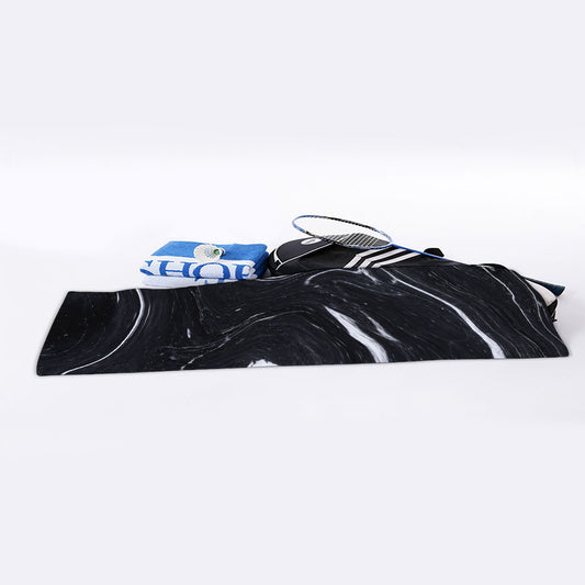 Black White Liquid Marble Print Sports Towel