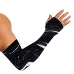 Black White Liquid Marble Print Sun Protection Arm Sleeves