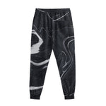 Black White Liquid Marble Print Sweatpants