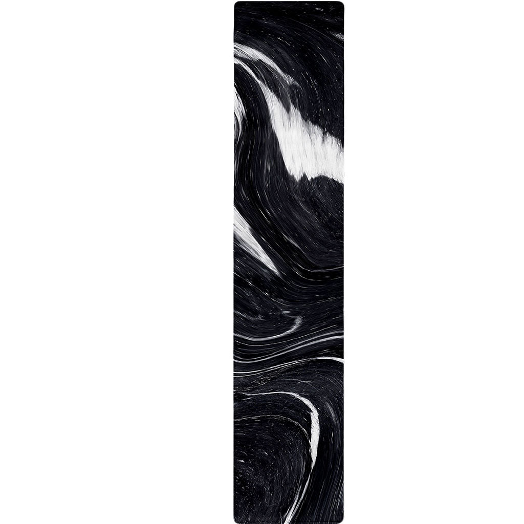 Black White Liquid Marble Print Table Runner