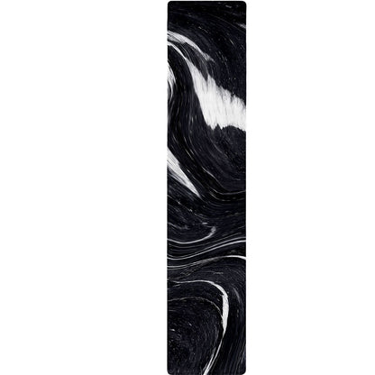 Black White Liquid Marble Print Table Runner