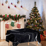 Black White Liquid Marble Print Tablecloth