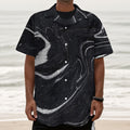 Black White Liquid Marble Print Textured Short Sleeve Shirt