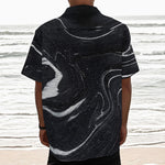Black White Liquid Marble Print Textured Short Sleeve Shirt